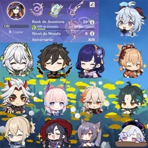 Conta Genshin Impact AR 59 Late Game com 16 5⭐