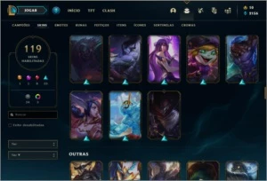 Conta ouro 4 com 119 skins e TODOS os champs - League of Legends LOL