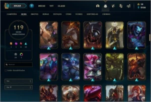 Conta ouro 4 com 119 skins e TODOS os champs - League of Legends LOL
