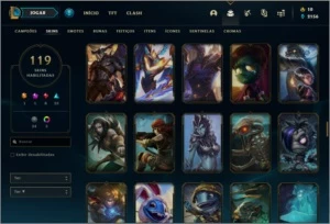 Conta ouro 4 com 119 skins e TODOS os champs - League of Legends LOL