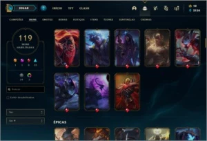 Conta ouro 4 com 119 skins e TODOS os champs - League of Legends LOL