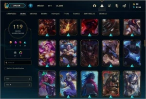 Conta ouro 4 com 119 skins e TODOS os champs - League of Legends LOL
