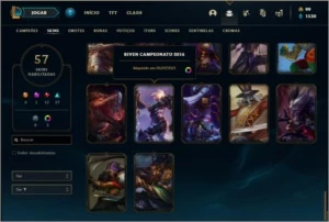 Conta ouro 4 com 61 champs e 57 skins +71 Pontos de Prestigi - League of Legends LOL
