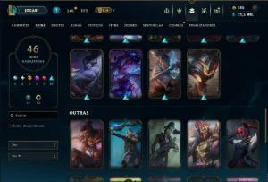 Platina 2 com 130 Champs e 46 Skins +2 Prestigios +1 Rara - League of Legends LOL