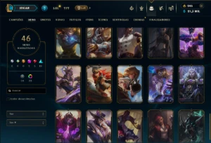 Platina 2 com 130 Champs e 46 Skins +2 Prestigios +1 Rara - League of Legends LOL