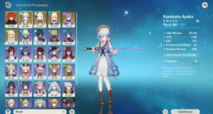 Ar50 - Diluc e Ayaka Skins + Shenhe c2 + assinaturas - Genshin Impact