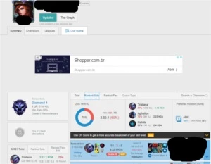 Conta diamante 60% de winrate - League of Legends LOL