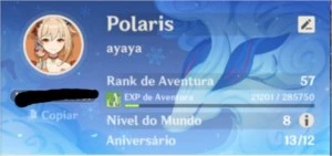 Conta Genshin impact AR 57, muitos 5* + 80 tiros