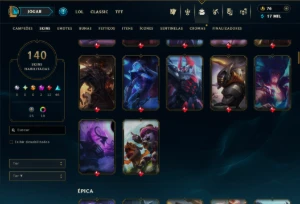 Platina 4 com 120 Champs e 140 Skins ( JG / SUP ) - League of Legends LOL