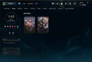 Platina 4 com 120 Champs e 140 Skins ( JG / SUP ) - League of Legends LOL