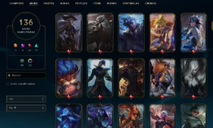 Conta League Of Legends - Level 366, 136 Skins, 146 Campeões LOL