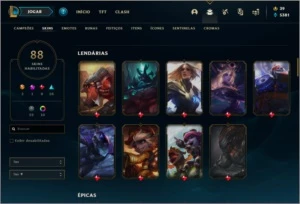 Conta prata 1 com 142 champs e 88 skins (MAIN ADC) - League of Legends LOL