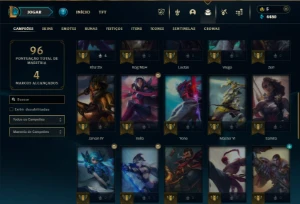 Mestre com 40 Champs e 17 Skins ( 185 PDL + 1355 RP ) - League of Legends LOL