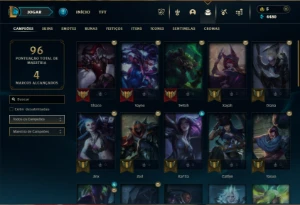 Mestre com 40 Champs e 17 Skins ( 185 PDL + 1355 RP ) - League of Legends LOL