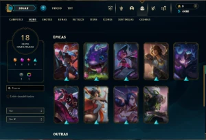 Mestre com 40 Champs e 17 Skins ( 185 PDL + 1355 RP ) - League of Legends LOL