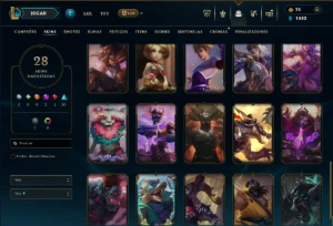 Ouro 4 com 110 Champs e 28 Skins +1 Prestigio da Lux - League of Legends LOL