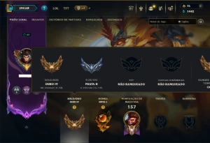 Ouro 4 com 110 Champs e 28 Skins +1 Prestigio da Lux