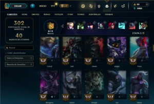 Unranked com 95 Champs e 53 Skins - League of Legends LOL