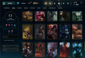 Unranked com 95 Champs e 53 Skins - League of Legends LOL