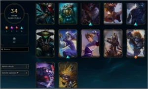 Conta de Lol, com 80 campeões e 34 skins - League of Legends