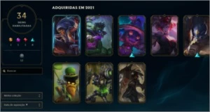Conta de Lol, com 80 campeões e 34 skins - League of Legends