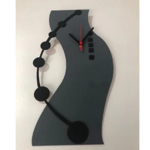 Relógio Moderno Cinza e Preto em MDF 42 x 20 cm - Artesanato e Personalizados
