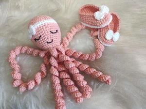 Polvo Amigurumi + Sapatinhos Rn - Artesanato e Personalizados