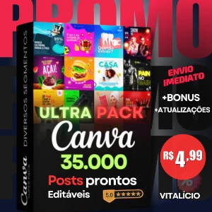 Pacote com 30.000 Artes Canva Editáveis - Envio Imediato - Serviços Digitais