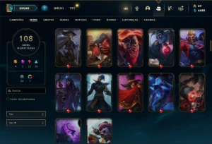 Conta Unranked com 121 Champs e 108 Skins ( MAIN ADC ) - League of Legends LOL