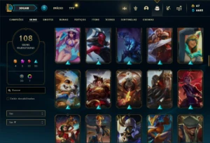 Conta Unranked com 121 Champs e 108 Skins ( MAIN ADC ) - League of Legends LOL