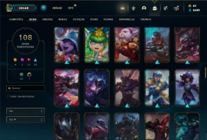 Conta Unranked com 121 Champs e 108 Skins ( MAIN ADC ) - League of Legends LOL
