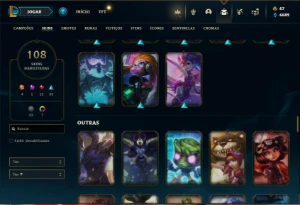 Conta Unranked com 121 Champs e 108 Skins ( MAIN ADC ) - League of Legends LOL