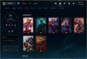 Conta Lol Gold 2, email ok, 71 skins (ultimate), honra 4,2/3 - League of Legends