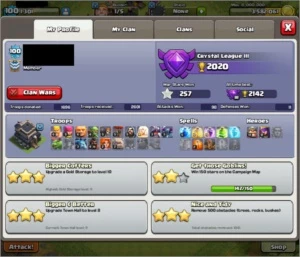 Conta Clash of Clans nivel 100