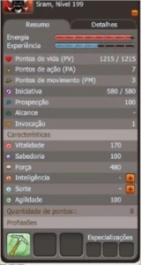 Sram level 199/54%/+Panda 189 iop 111/cra 167/osa167 - Dofus