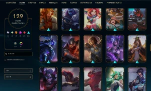 Conta Full Acesso Lvl 212 Platina 4 | 129 Skins | 5 Miticas - League of Legends LOL