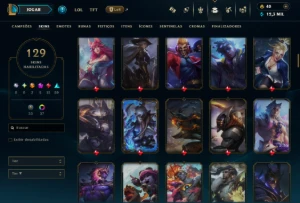 Conta Full Acesso Lvl 212 Platina 4 | 129 Skins | 5 Miticas - League of Legends LOL