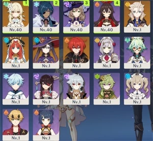 Conta 4 T5 AR 24 NILOU+ALBEDO+DILUC+MONA - Genshin Impact