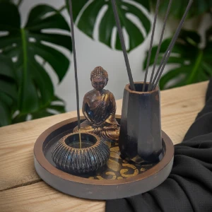 Conjunto incensário Zen de gesso com 4 peças - Artesanato e Personalizados