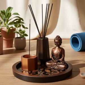 Conjunto incensário Zen de gesso com 4 peças - Artesanato e Personalizados