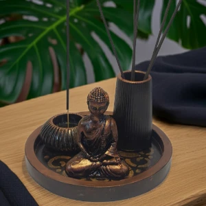 Conjunto incensário Zen de gesso com 4 peças - Artesanato e Personalizados