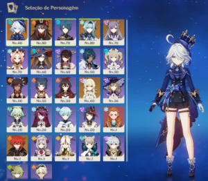 Furina -  Genshin impact AR49 - 6 Personagens 5* + 1 arma 5*