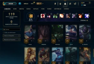 Bronze 2 com 50 Champs e 8 Skins - League of Legends LOL