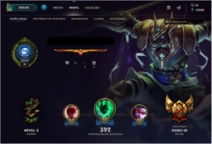 CONTA LEAGUE OF LEGENDS GOLD 3 com 151 skins LOL