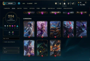 Esmeralda 3 com TODOS os Champs e 224 Skins +13 Vitoriosas - League of Legends LOL