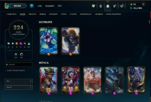 Esmeralda 3 com TODOS os Champs e 224 Skins +13 Vitoriosas - League of Legends LOL