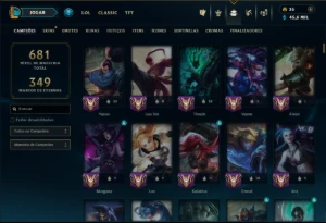 Esmeralda 3 com TODOS os Champs e 224 Skins +13 Vitoriosas - League of Legends LOL