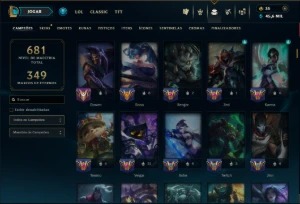 Esmeralda 3 com TODOS os Champs e 224 Skins +13 Vitoriosas - League of Legends LOL