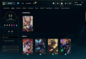 Platina 4 com 70 Champs e 52 Skins ( JG / MID / ADC ) - League of Legends LOL