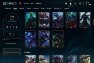 Conta ouro 4 com 150 champs e 89 skins - League of Legends LOL